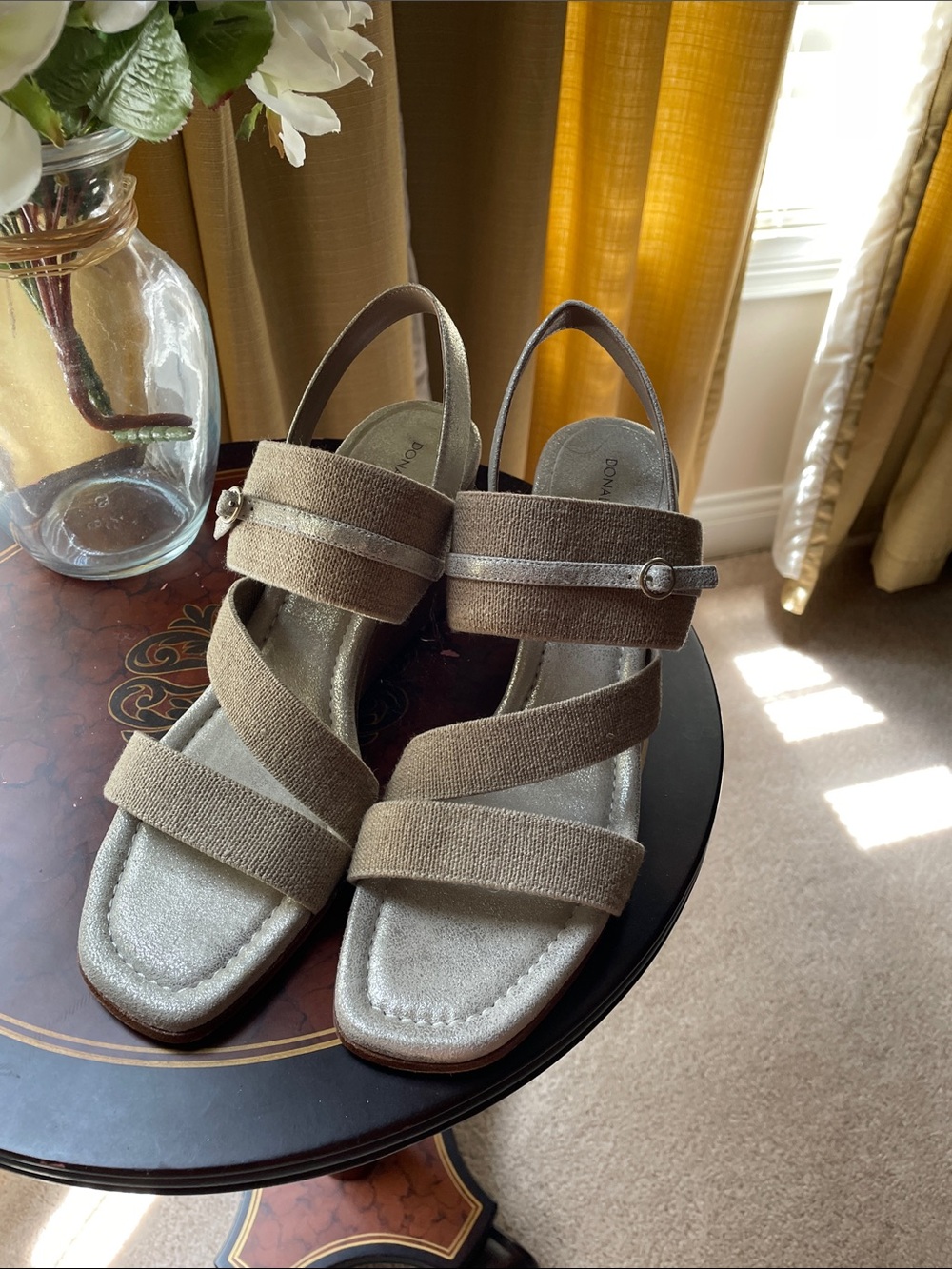 Donald J. Pliner Taupe Strappy Slingback Sandals